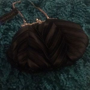 Black Satin pleated evening bag